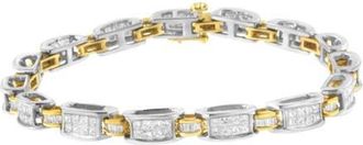 House of Brilliance 14K Two-Tone Gold 3.00 cttw Diamond Link Bracelet in Yellow at Nordstrom