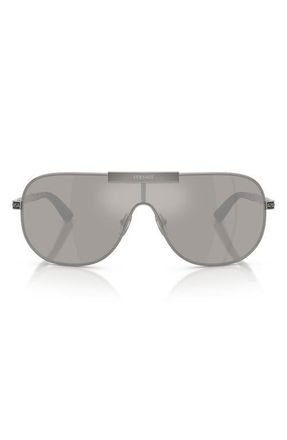Versace 140mm Irregular Sunglasses in Gunmetal /Grey Mirror Silver at Nordstrom
