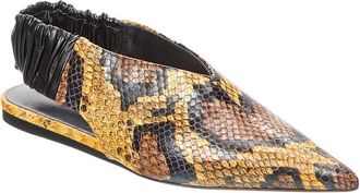 Proenza Schouler Snake-Embossed Leather Slingback Flat