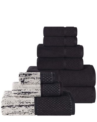 Superior Lodie Cotton Plush Jacquard Solid & Two-Toned 9Pc Towel Set