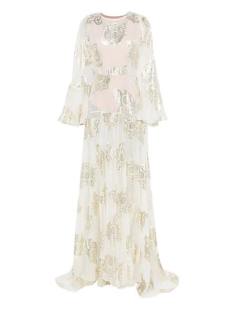 Miau by Clara Rotescu flared maxi dress - women - Silk - 38 - Neutrals