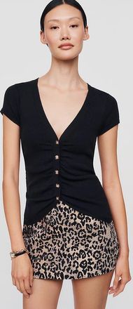 Maeve Ruched Short-Sleeve Cardigan