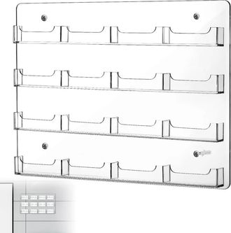 No Brand Estanter&iacute;a De Pared Acr&iacute;lica Con 16 Compartimentos Transparentes Para Exhibir Tarjetas Y Pegatinas. Dimensiones: 40 X 30 Cm. Incluye Orificios Preperf