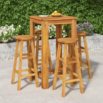 vidaXL Mesa Y Taburetes Altos De Jard&iacute;n 5 Pzas Madera Maciza Acacia Vidaxl
