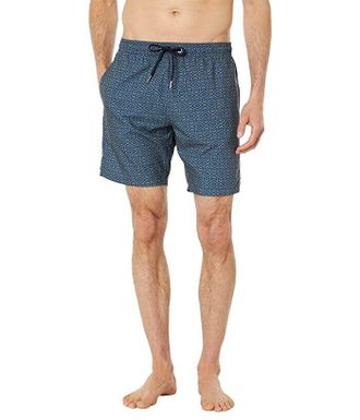 Benson 7 Mile Bottom Mens Navy Geometric Drawstring Waist Swimwear JDM964