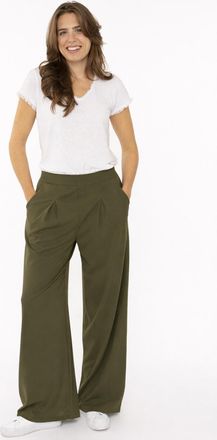Zwillingsherz Bundfaltenhose ZWILLINGSHERZ Bundfalten, Damen, Gr. L/XL, N-Gr, khaki, Web, Obermaterial: 95% Polyester, 5% Elasthan, Hosen Bundfaltenhose