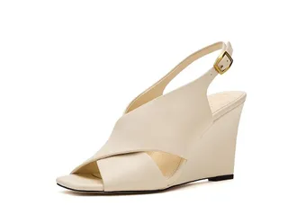Vince Camuto Ameira Criss-Cross Wedge Womens Wedge Shoes Creamy White : 9.5 M, Leather