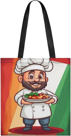 Generic Chef Over Italy Flag Tote Bag for Women Men Shoulder Bags Purses Pouch Handbags