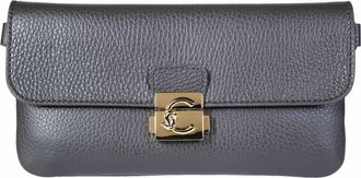 Coccinelle C-Me Lock Pebbled Leather Clutch