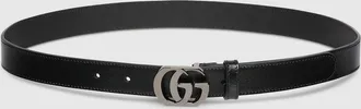 Gucci Cut GG Marmont Thin Belt, Black, Leather