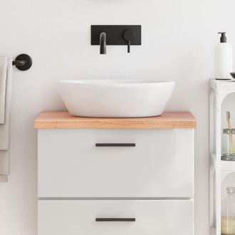 vidaXL Encimera Ba&ntilde;o Madera Maciza Tratada Marr&oacute;n Claro 60x40x(2-4) Cm Vidaxl