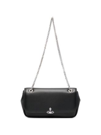 Vivienne Westwood Rectangular Black Shoulder Bag with Metallic Emblem