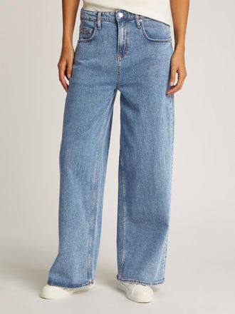 Tommy Jeans Loose-fit-Jeans TOMMY JEANS CHARLIE MR LOOSE WD, Damen, Gr. 27, L&auml;nge 32, denim medium, Denim/Jeans, Obermaterial: 99% Baumwolle, 1% Elasthan, unifarb