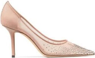 Jimmy Choo London Crystal-Embellished Love Pumps - Dames - Pumps - Roze - 40 EU - Leer - Schoenen