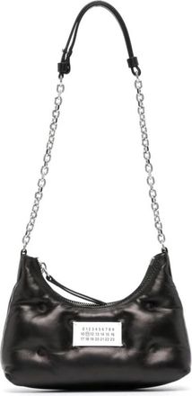 Maison Margiela Gewatteerde Leren Schoudertas met Logo - Dames - Schoudertassen - Zwart - ONE Size - Tassen