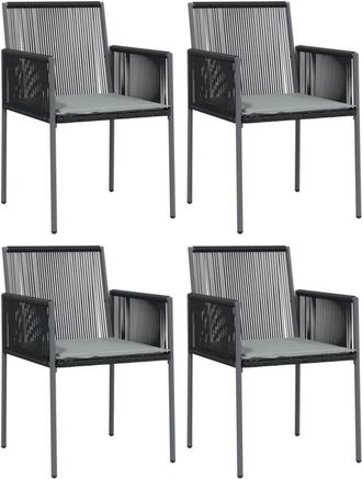 vidaXL Vidaxl - Sillas Jard&iacute;n Con Cojines 4 Uds Rat&aacute;n Pe Negro 54x60,5x83,5cm