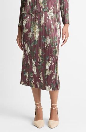Vince Pleated Lilac Print Midi Skirt in Dark Bordeaux at Nordstrom Rack, Size Xx-Small