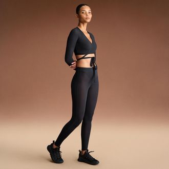 Nike Womens SKIMS Weightless Layers High-Waisted V-Panel Leggings in Black | PTLEG8361W-OBD
