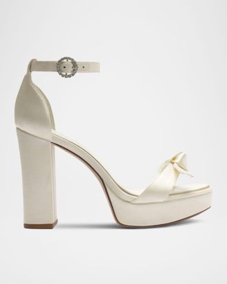 Alexandre Birman Clarita Satin Platform Block-Heel Sandals