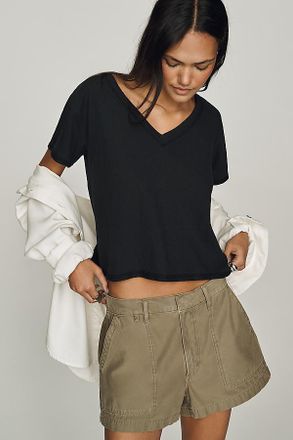 Pilcro V-Neck Cotton Blend Tee