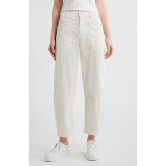 Frank & Eileen Bray Barrel Leg Cotton Twill Pants in Chalk at Nordstrom, Size 12