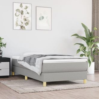 vidaXL Cama Box Spring Con Colch&oacute;n Tela Gris Claro 80x200 Cm Vidaxl