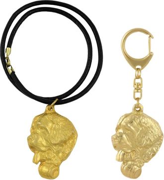 OEM San Bernardo, Perro Santo Bernarda - Llavero Y Collar Con Perro En Caja, Producto Ba&ntilde;ado En Oro De Alta Calidad, Marca Art-dog