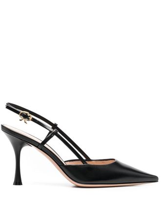 Gianvito Rossi Black Leather Slingback Pumps