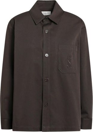 Saint Laurent Bellechasse Overshirt - Dames - Blouses & Shirts - Bruin - Maat: S Katoen