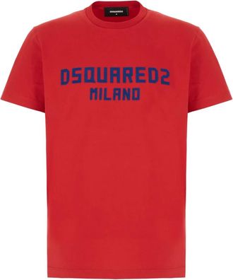 Dsquared2 Tops, Heren, Rood, S, Katoen, Casual Katoenen T-Shirt