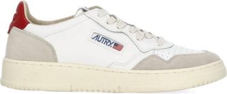 Autry White Medalist Low Suede-Blend Sneakers