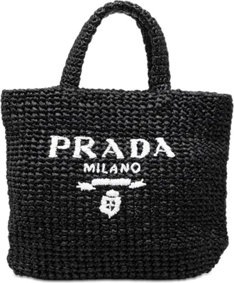 Prada Black Viscose Handbag Tote Bag (Pre-Owned)