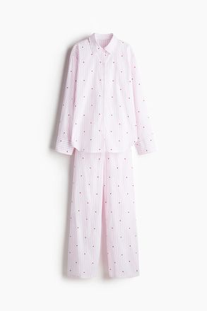 H&M Pyjama aus Baumwollpopeline - Pink