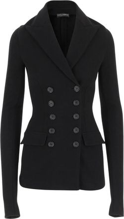 Dolce & Gabbana Wollen Peak Revers Dubbelborst Jas - Dames - Blazers - Zwart - S - Wol - Jassen