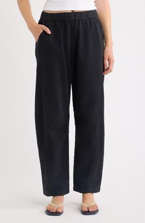 Marine Layer Pull-On Barrel Leg Twill Pants in Black at Nordstrom, Size X-Small