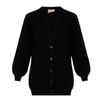 Valentino Garavani Truien & Vesten, Dames, Zwart, M, Wol, Wollemantel met zakken