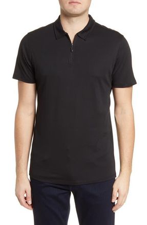 Robert Barakett Georgia Zip Polo in Black at Nordstrom, Size Xx-Large