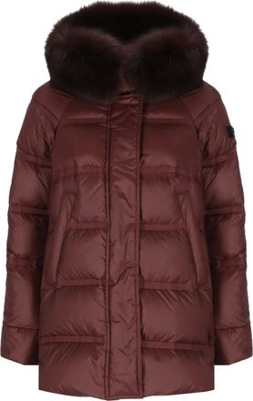 Peuterey Purple Takan Fox Fur Hood Quilted Down Jacket