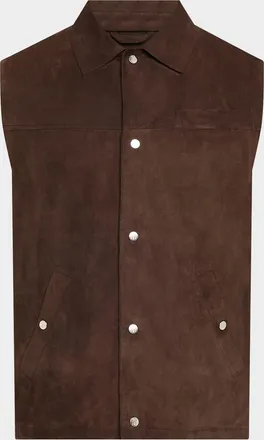 Brunello Cucinelli Mens Suede Snap-Front Vest