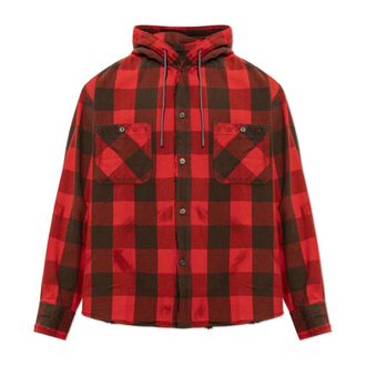 Diesel S-Drum-Hoody Shirt - Heren - Casual Overhemden - Rood - L - Katoen - Overhemden