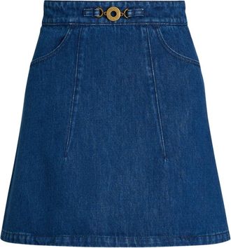 Patou organic-denim A-line mini skirt - women - Polyester - 34 - Blue