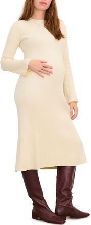 Hatch The Odette Ribbed Midi Dress in Ivory at Nordstrom, Size X-Small