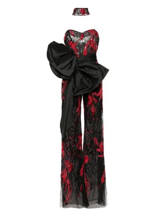 Saiid Kobeisy embroidered strapless jumpsuit - women - Polyester - 38 - Black
