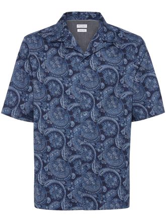 Brunello Cucinelli Camicia con stampa paisley - Blu
