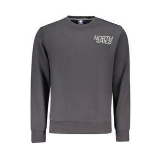 North Sails Sweatshirts, male, Black, Size: 3XL Black Cotton Sweatshirt with Print Logo