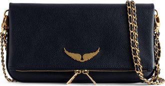 Zadig&Voltaire Rock Grained Leather Crossbody Bag in Ink Gold at Nordstrom