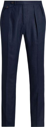 Polo Ralph Lauren pleat-detail linen trousers - men - Linen/Flax - 32/33 - Blue