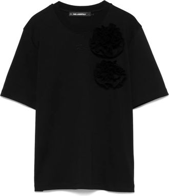 Karl Lagerfeld T-shirt con applicazione a fiori - Nero