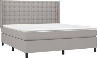 vidaXL Vidaxl - Cama Box Spring Colch&oacute;n Y Luces Led Tela Gris Claro 160x200 Cm