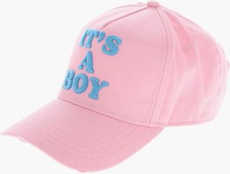 Dsquared2 Cotton Gabardine Baseball Cap ITS A BOY with Raised Embroid size Unic